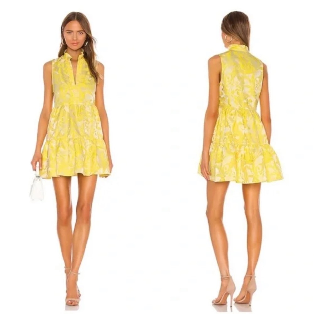 Amanda Uprichard Sleeveless Saffron Dress in Portofino Brocade | Size M
